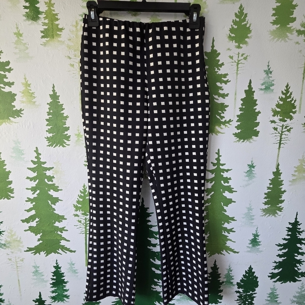 Black and White Zara Checkered Cropped Pants
